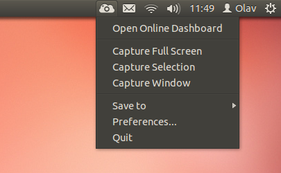 A screenshot of ScreenCloud running on Ubuntu